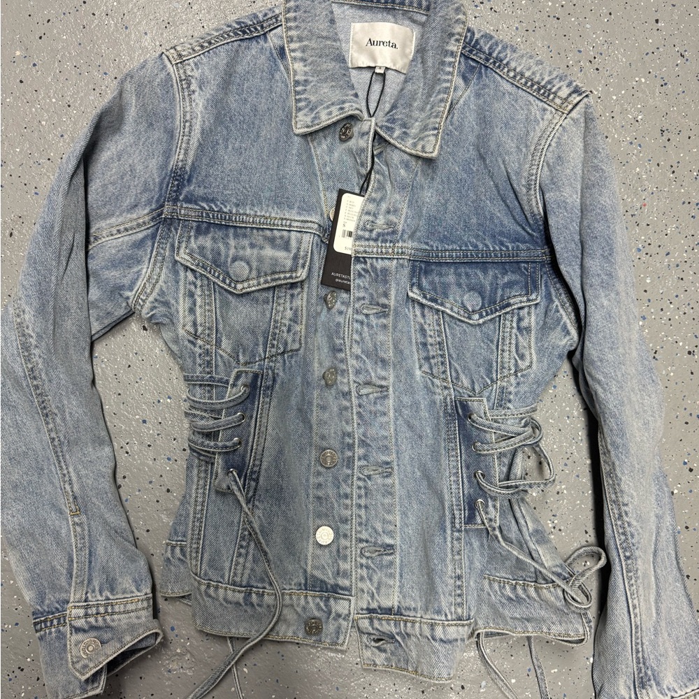 Stylish Lace-Up Denim Jacket